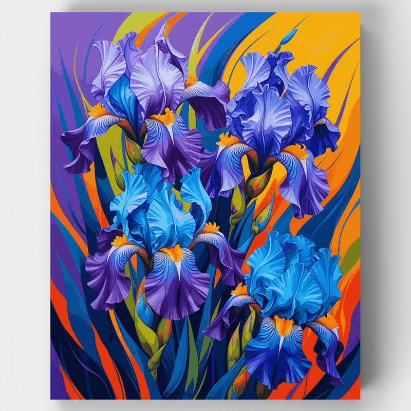 Dynamic Purple Iris Symphony - Paint by Numbers Kit