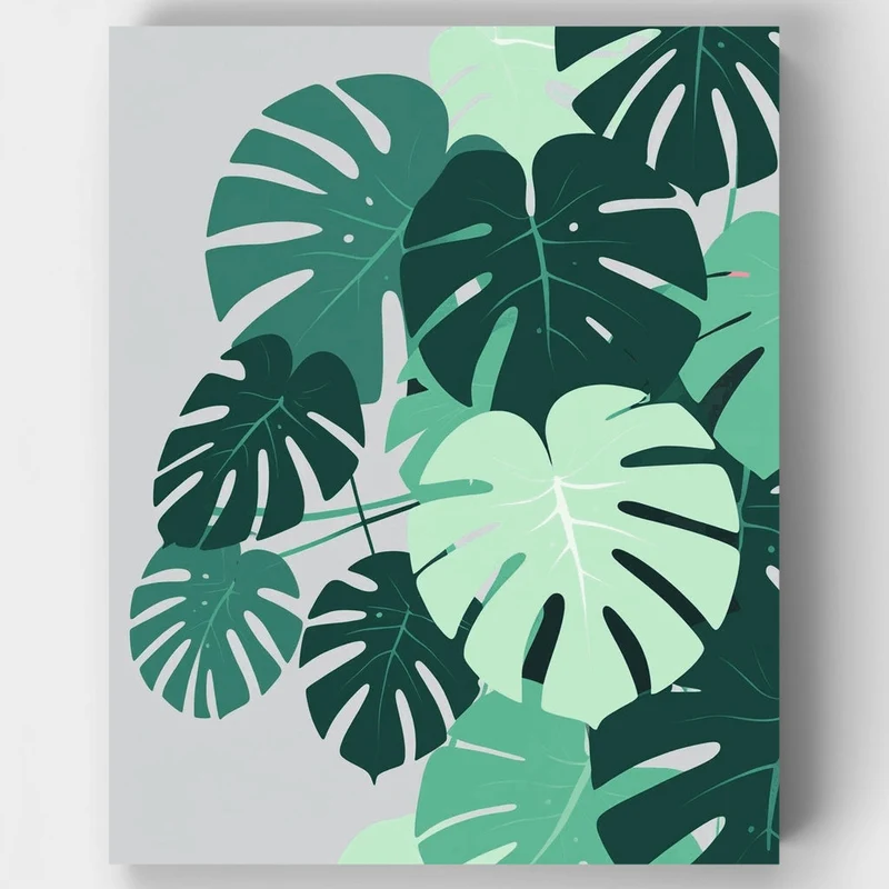 Tropical Monstera Leaves - Paint by Numbers Kit
