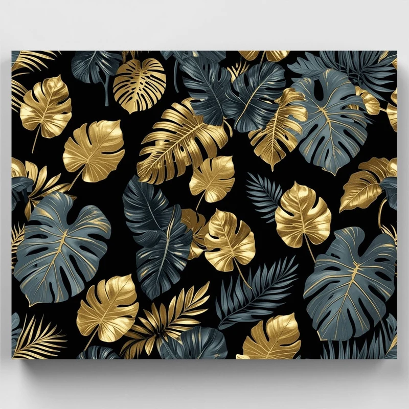 Tropical Golden Leaves - Paint by Numbers Kit
