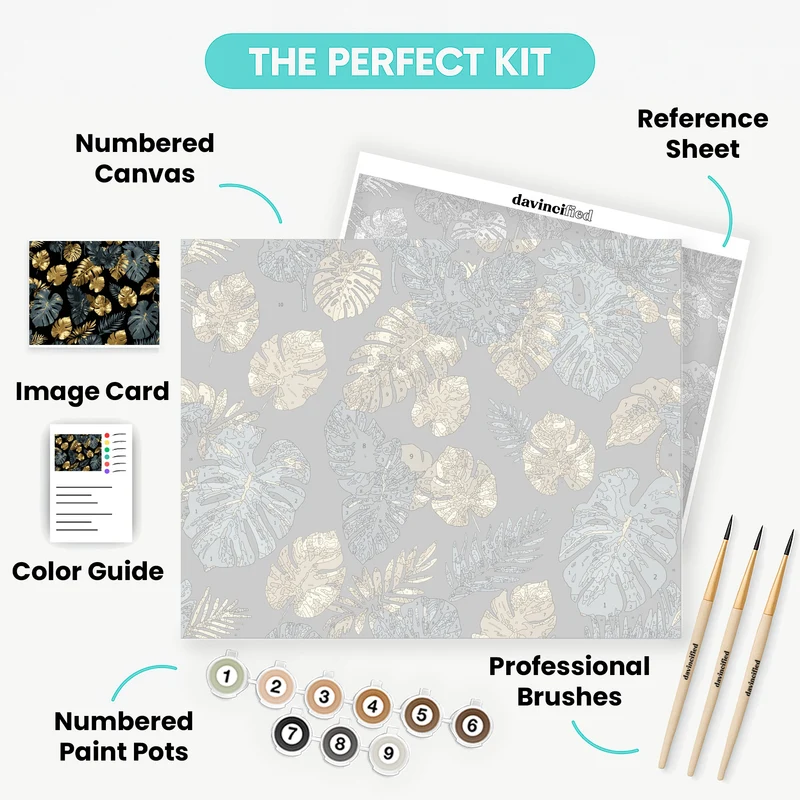 Tropical Golden Leaves - Paint by Numbers Kit