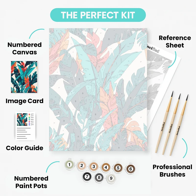 Tropical Paradise Leaves - Paint by Numbers Kit