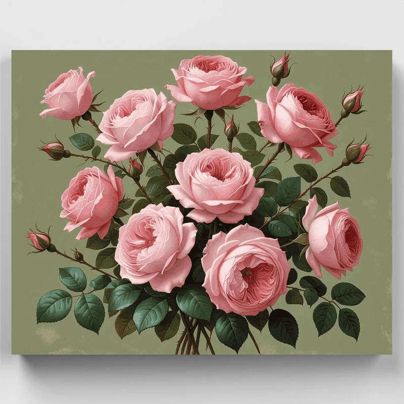 Pink Roses Bouquet - Paint by Numbers Kit