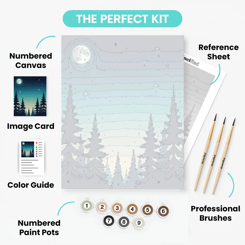 Moonlit Forest Night Sky - Paint by Numbers Kit