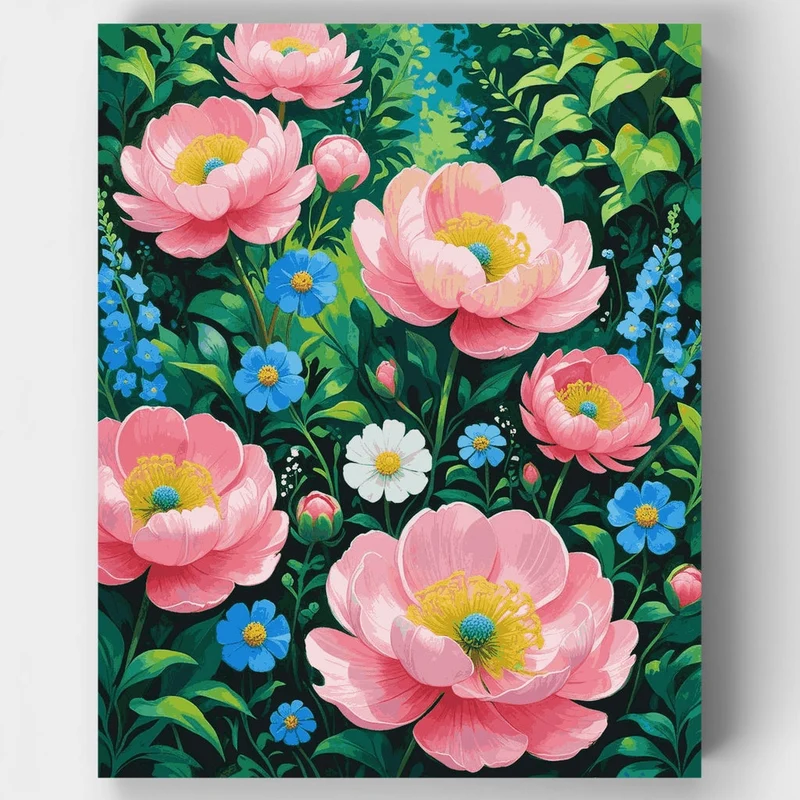 Pink Peonies Garden Blooms - Paint by Numbers Kit