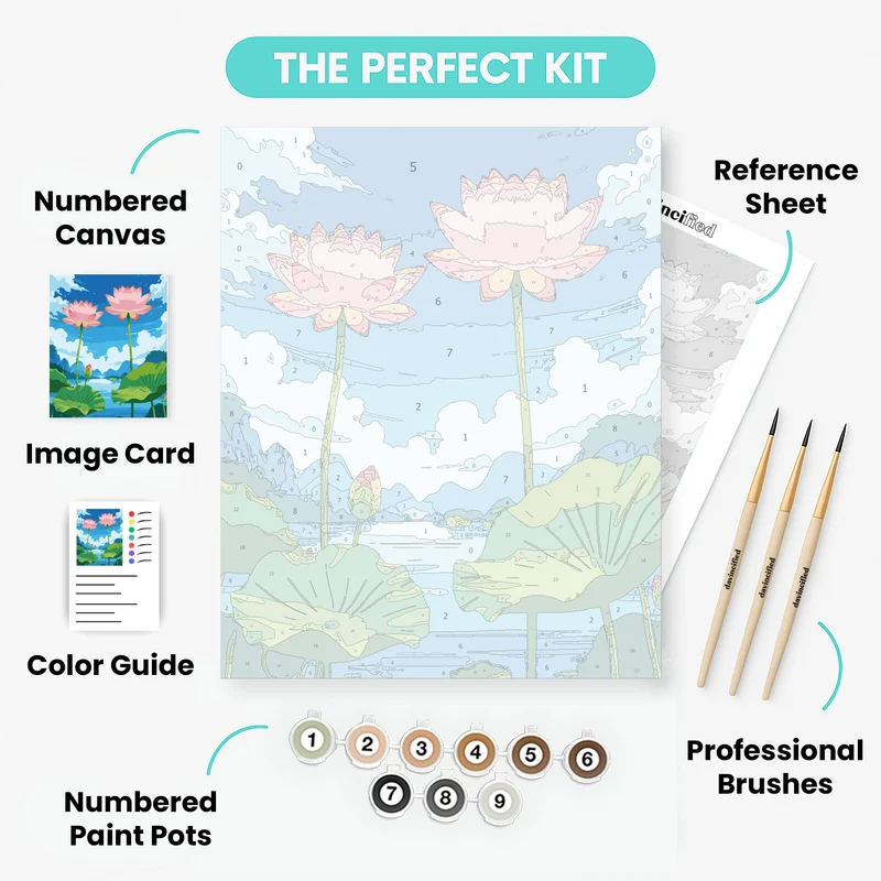 Serene Lotus Pond Paradise - Paint by Numbers Kit