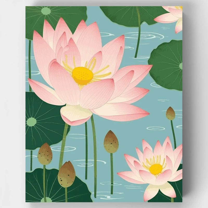 Serene Lotus Pond - Paint by Numbers Kit
