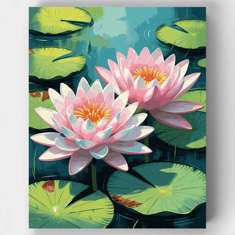 Water Lilies Pond Scene - Paint by Numbers Kit