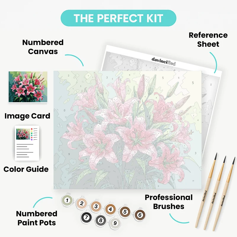 Pink Lilies Bouquet - Paint by Numbers Kit
