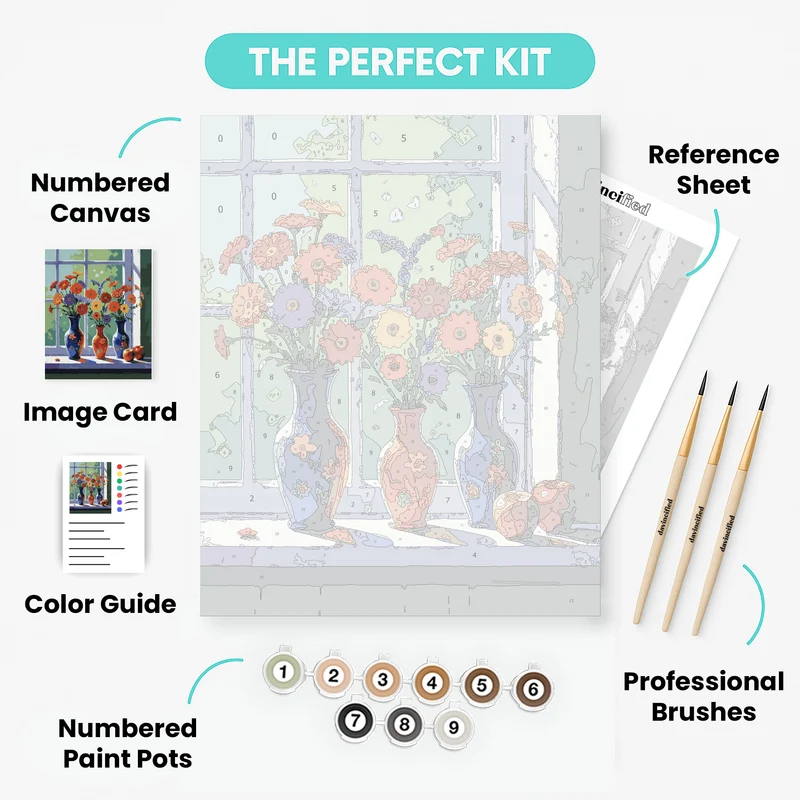 Vibrant Window Garden Bouquet - Paint by Numbers Kit