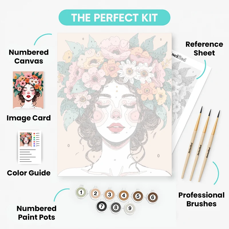 Watercolor Floral Crown Beauty - Paint by Numbers Kit