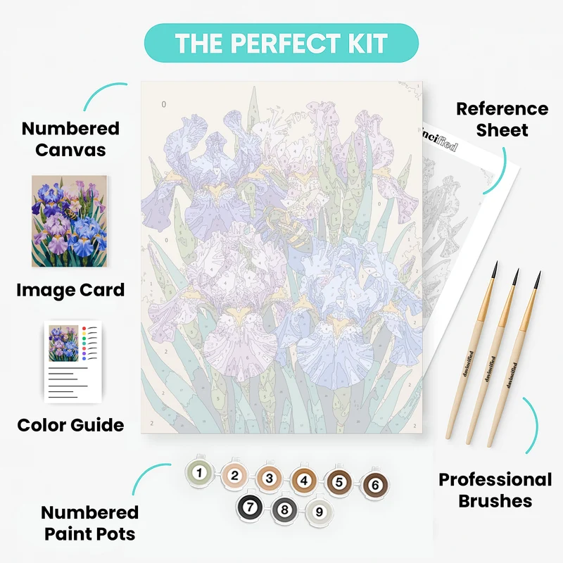 Iris Garden with Bee - Paint by Numbers Kit