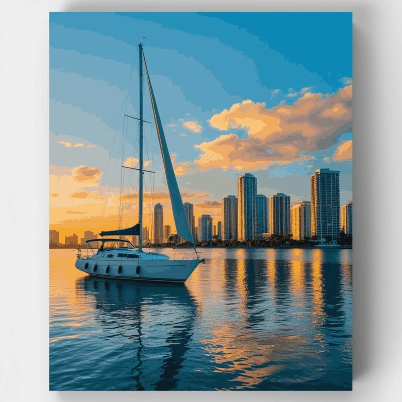 Manila Bay Sunset Sailboat - Paint by Numbers Kit