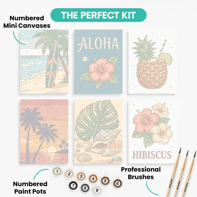 Tropical Hawaiian Paradise - Mini Paint by Numbers Set