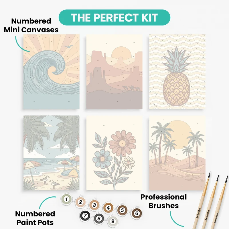 Tropical Boho Summer Vibes - Mini Paint by Numbers Set