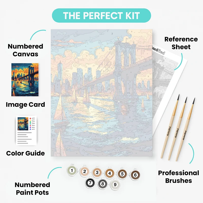 Brooklyn Bridge Sunset Sail - Paint by Numbers Kit