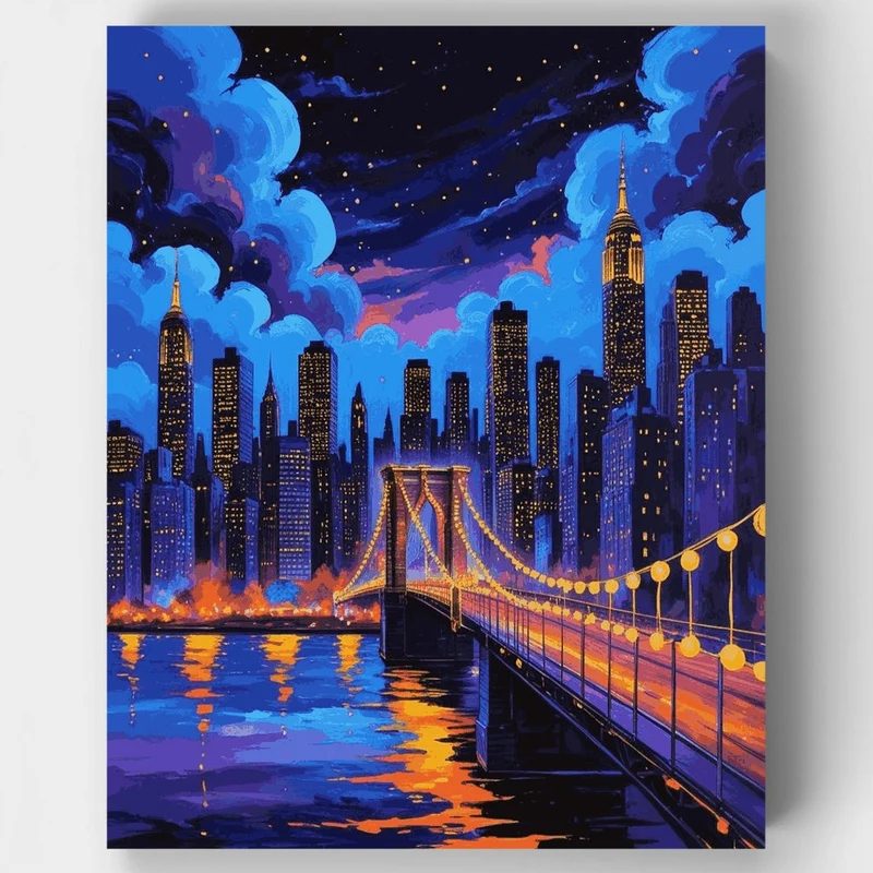 Manhattan Night Bridge - Paint by Numbers Kit