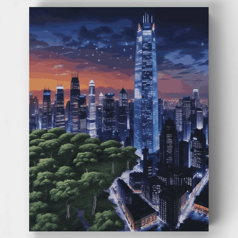 Melbourne City Night Skyline - Paint by Numbers Kit