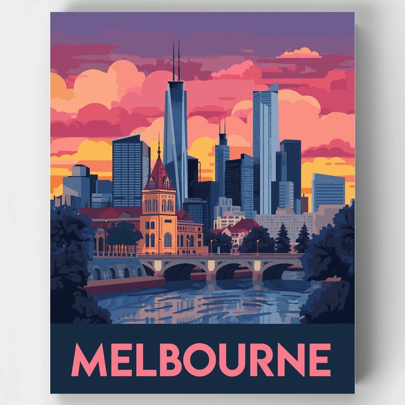 Melbourne Victorian Bridge Sunset - Paint by Numbers Kit