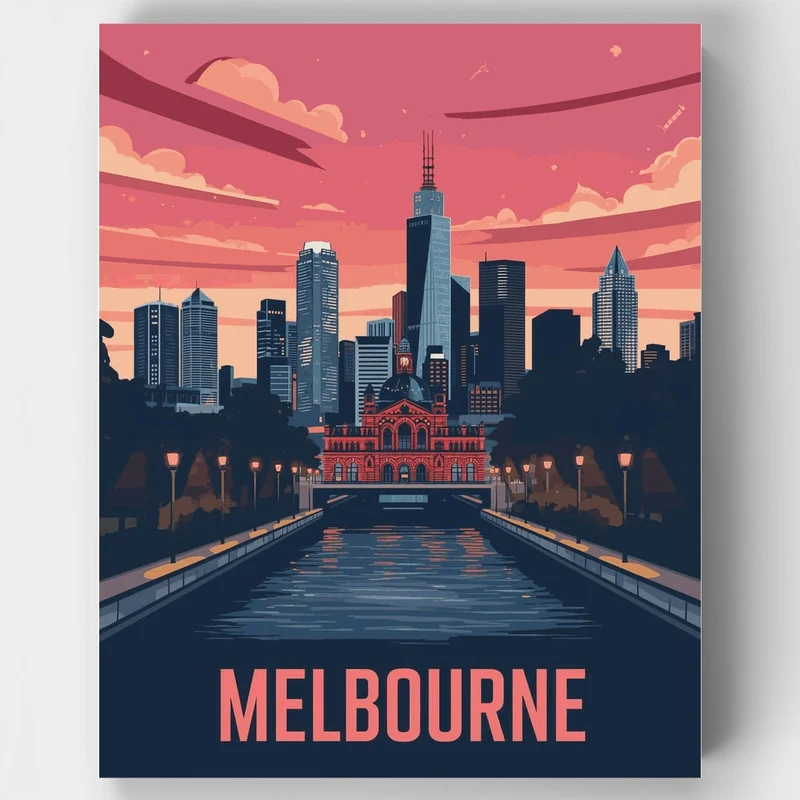 Melbourne Riverside Twilight - Paint by Numbers Kit