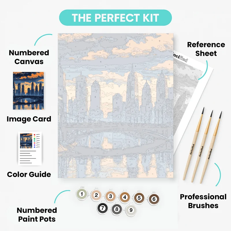 Melbourne City Bridge at Sunset - Paint by Numbers Kit