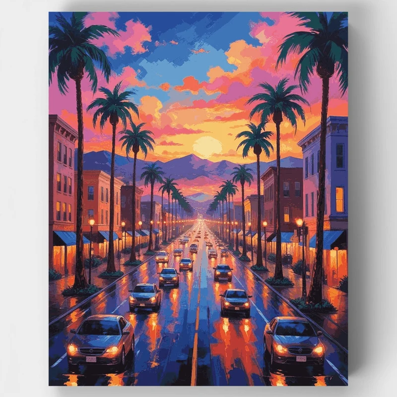 Los Angeles Sunset Boulevard - Paint by Numbers Kit