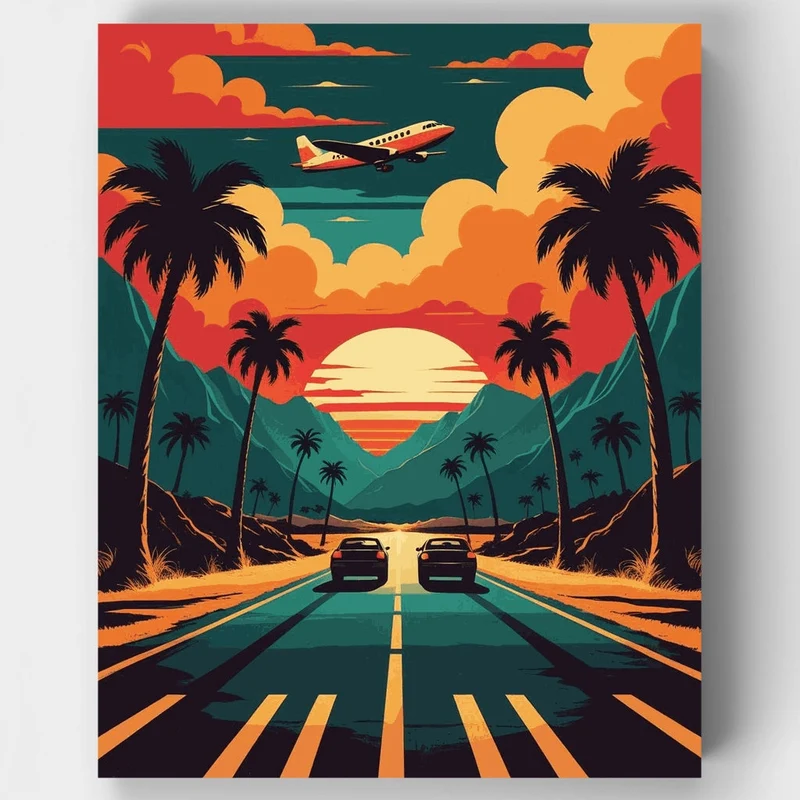 Los Angeles Sunset Drive - Paint by Numbers Kit
