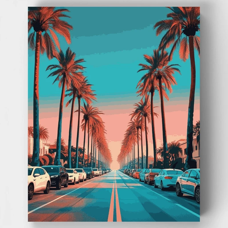 Los Angeles Palm Tree Boulevard - Paint by Numbers Kit