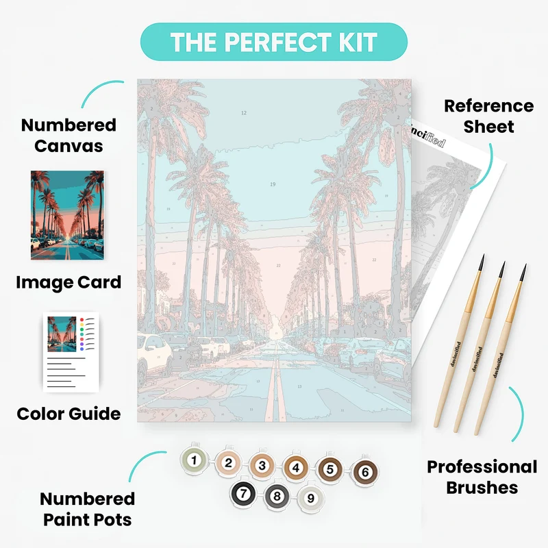 Los Angeles Palm Tree Boulevard - Paint by Numbers Kit