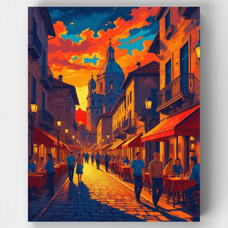 Manila Street at Sunset - Paint by Numbers Kit