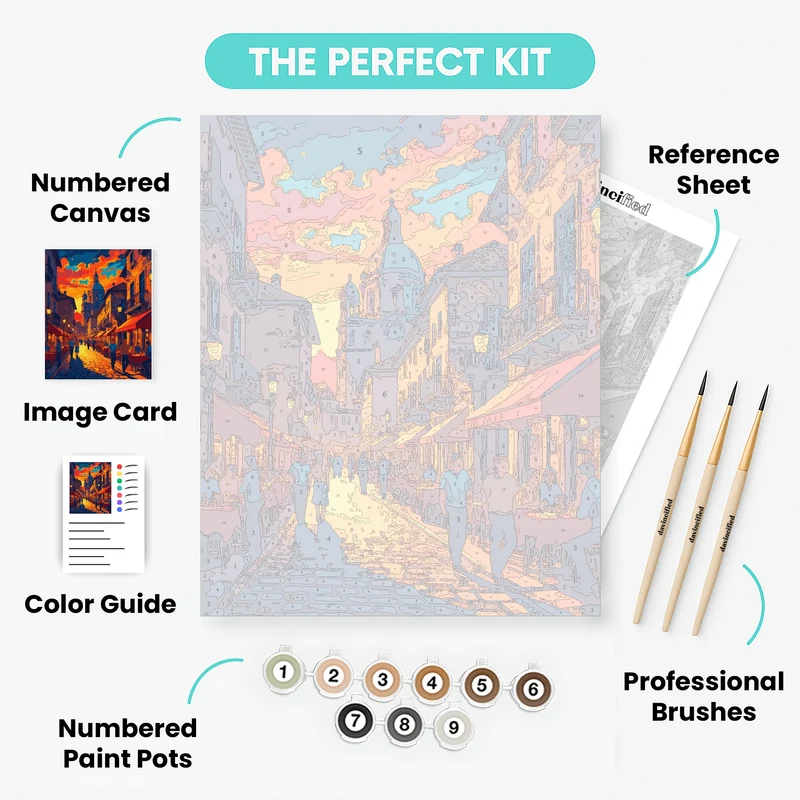 Manila Street at Sunset - Paint by Numbers Kit