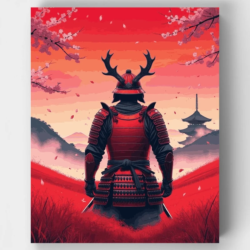 Red Samurai Warrior - Paint by Numbers Kit