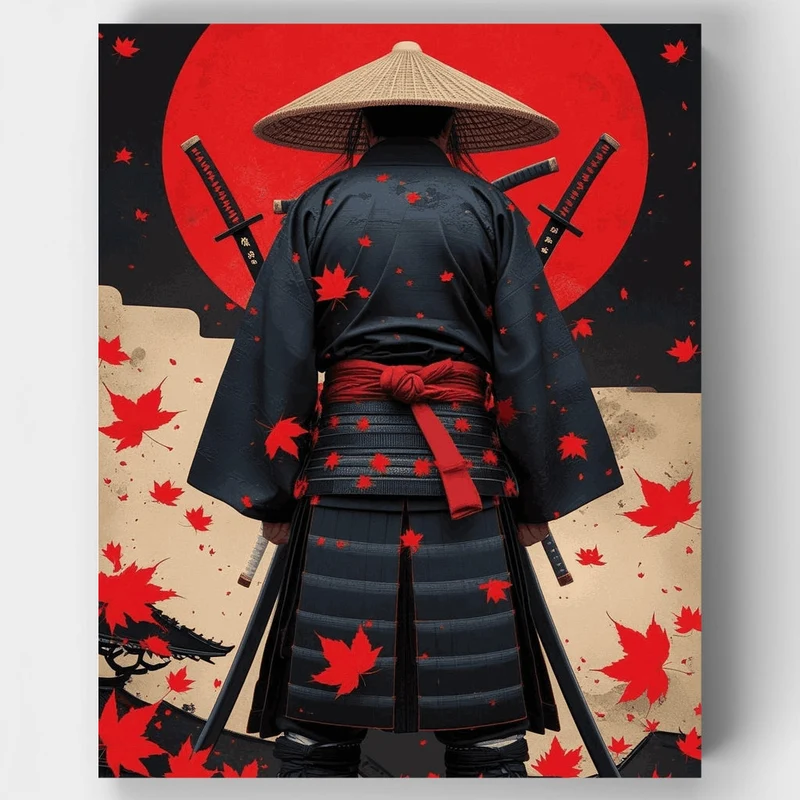 Samurai Warrior in Autumn - Paint by Numbers Kit
