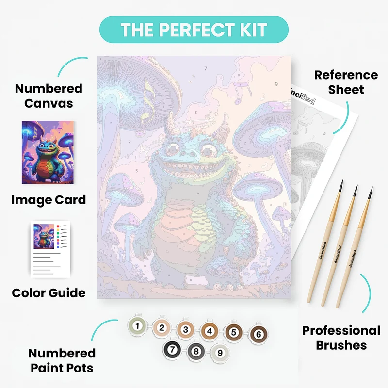 Singing Monster in Mushroom Forest - Paint by Numbers Kit
