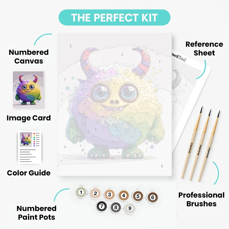 Rainbow Fluffy Monster - Paint by Numbers Kit