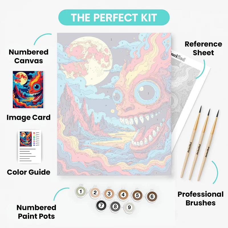 Fiery Monster Under the Blood Moon - Paint by Numbers Kit