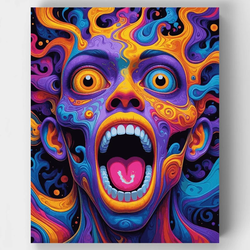 Psychedelic Screaming Monster Face - Paint by Numbers Kit