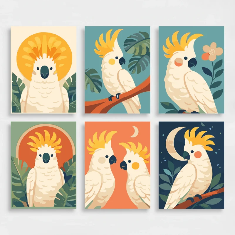 Cockatoos - Mini Paint by Numbers Set