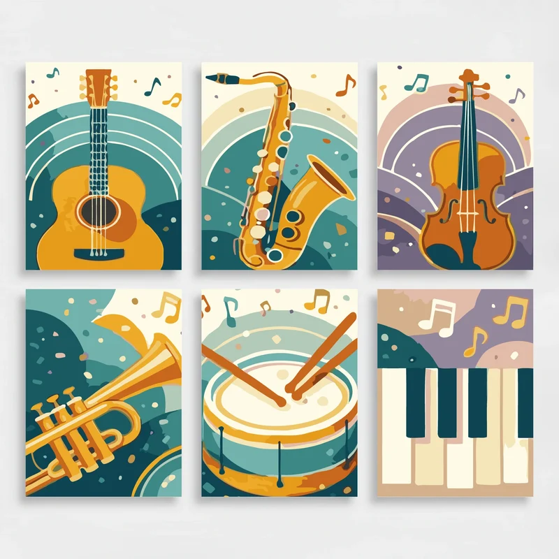 Musical Instruments - Mini Paint by Numbers Set
