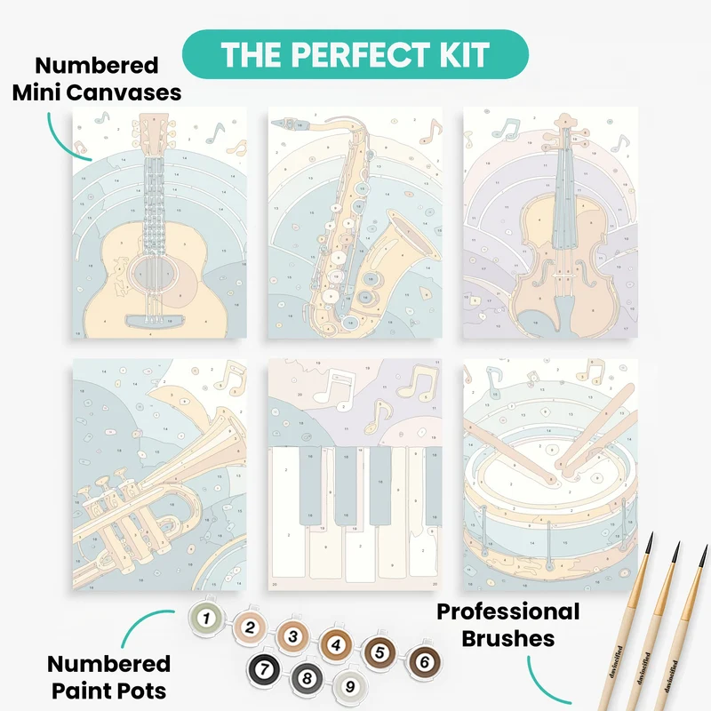Musical Instruments - Mini Paint by Numbers Set