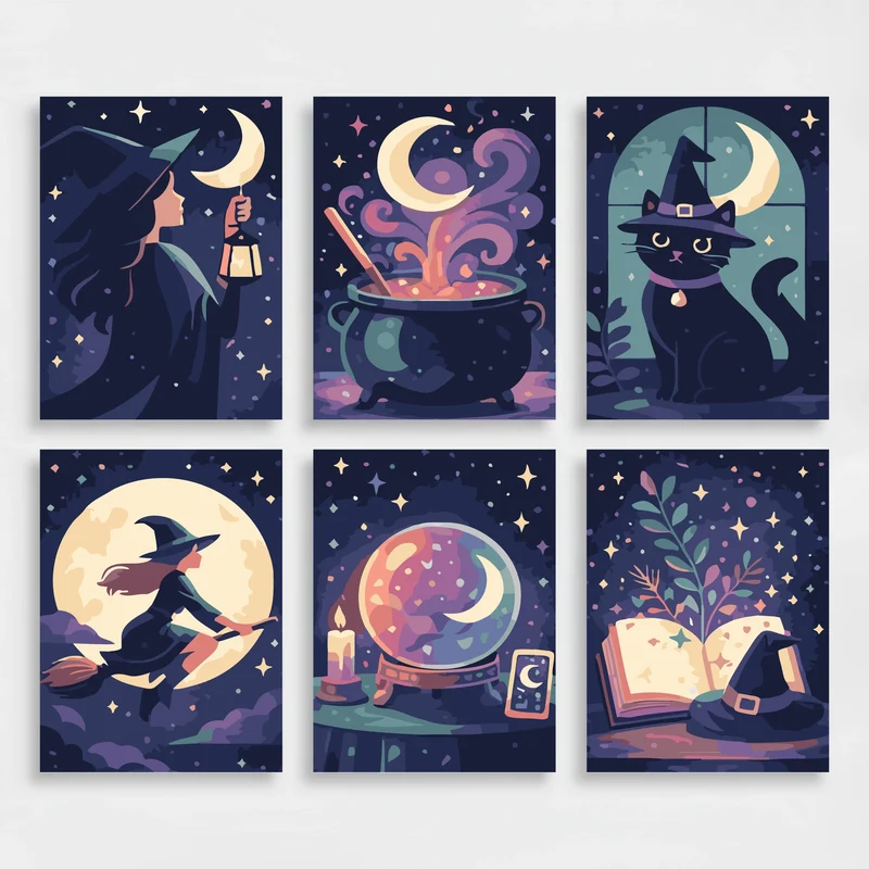 Witches - Mini Paint by Numbers Set