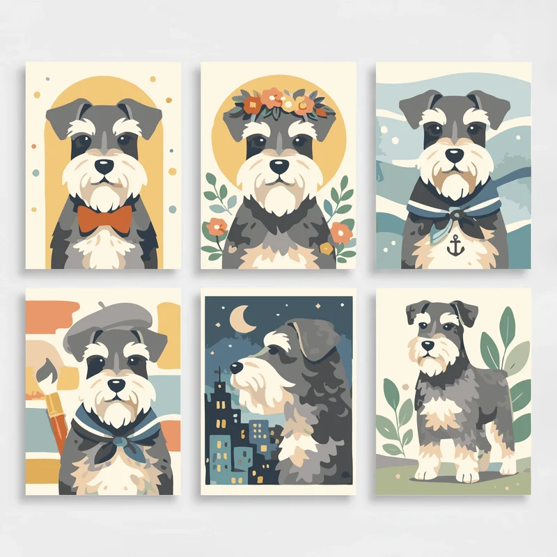 Schnauzers - Mini Paint by Numbers Set