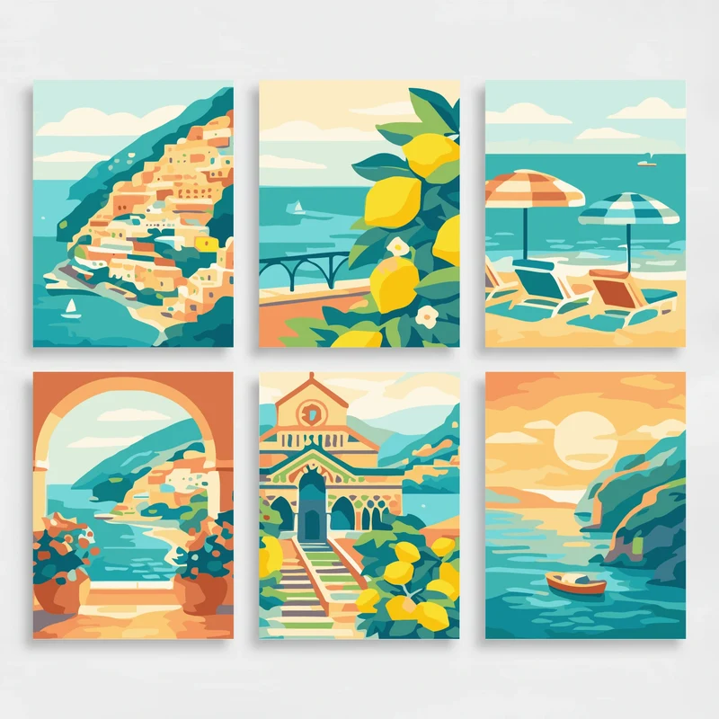 Amalfi Coast Paradise - Mini Paint by Numbers Set