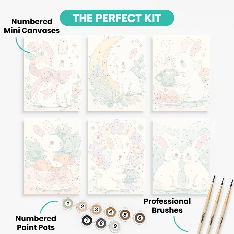 Charming Bunnies - Mini Paint by Numbers Set