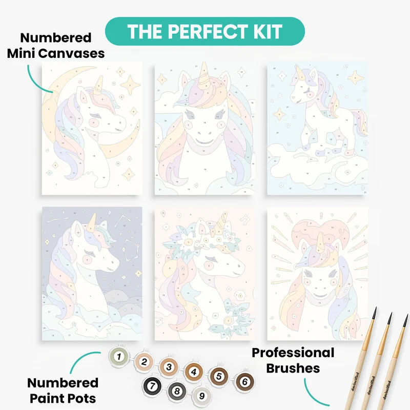 Rainbow Unicorn Dreams - Mini Paint by Numbers Set
