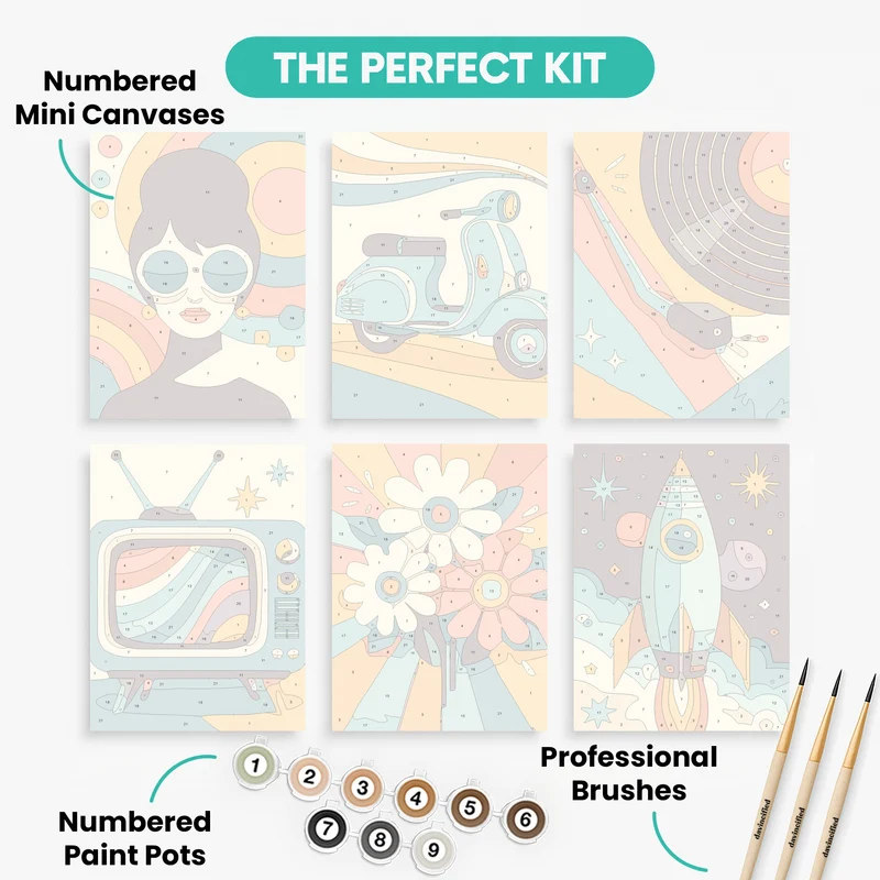 Retro 1960s Vibes - Mini Paint by Numbers Set