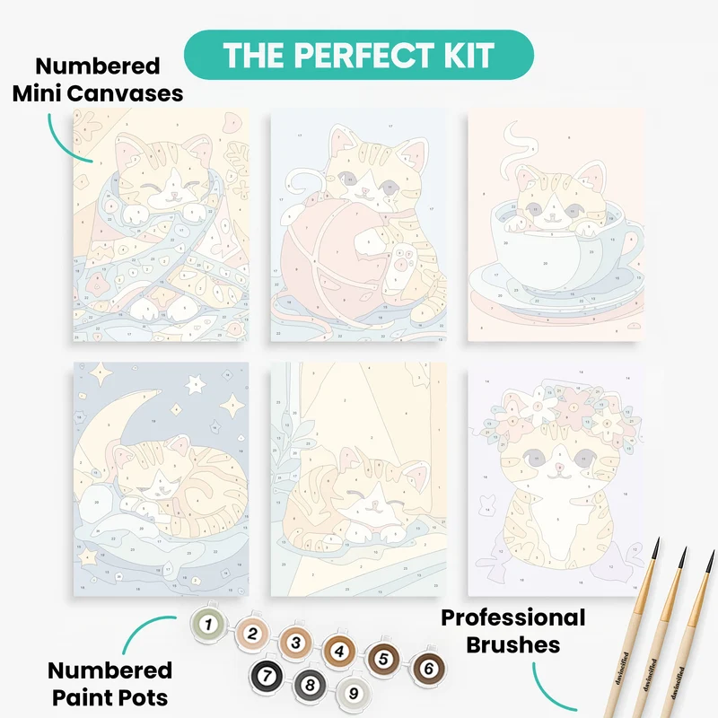 Kawaii Kittens - Mini Paint by Numbers Set