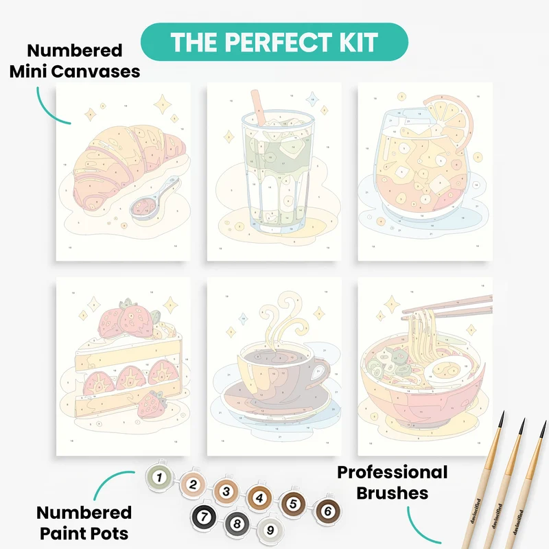 Food And Drink - Mini Paint by Numbers Set