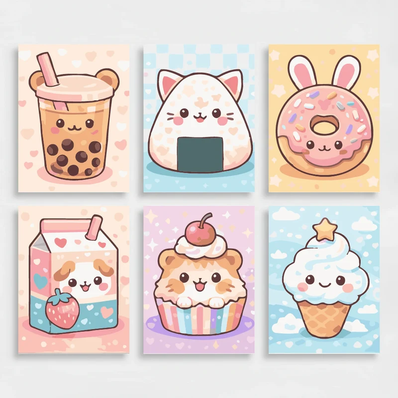 Kawaii Sweet Treats - Mini Paint by Numbers Set