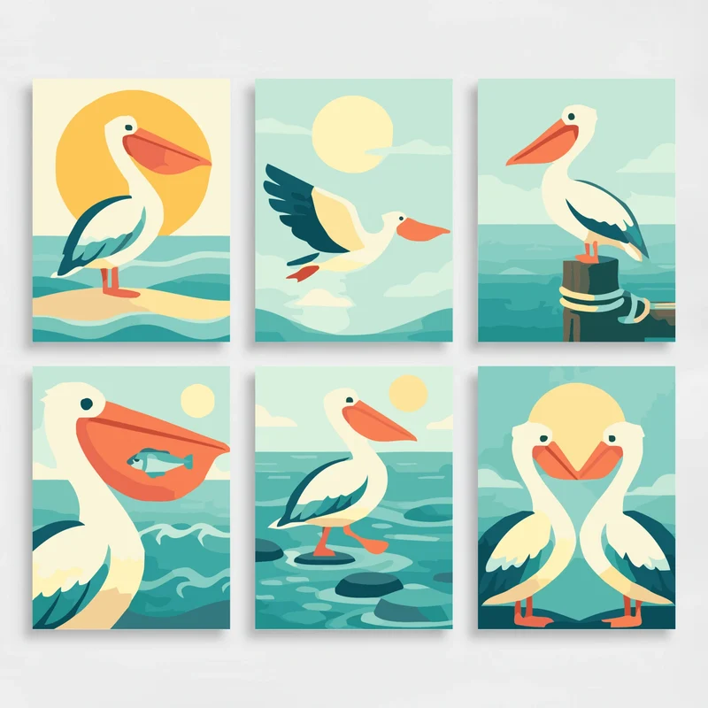 Pelicans - Mini Paint by Numbers Set