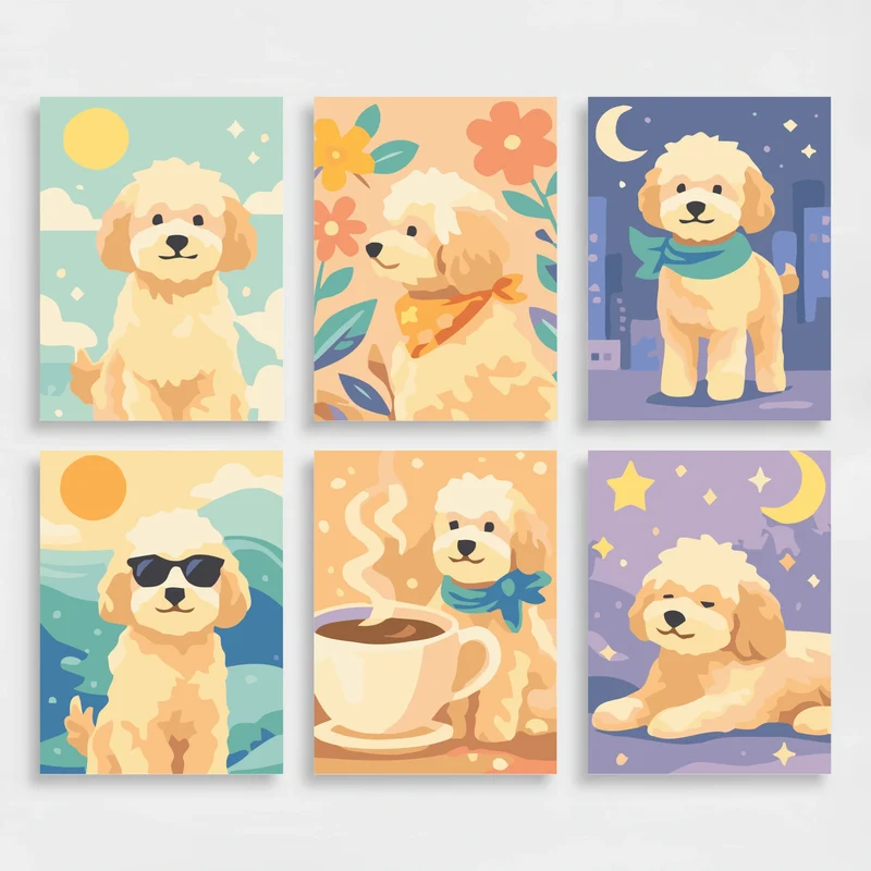Labradoodles - Mini Paint by Numbers Set